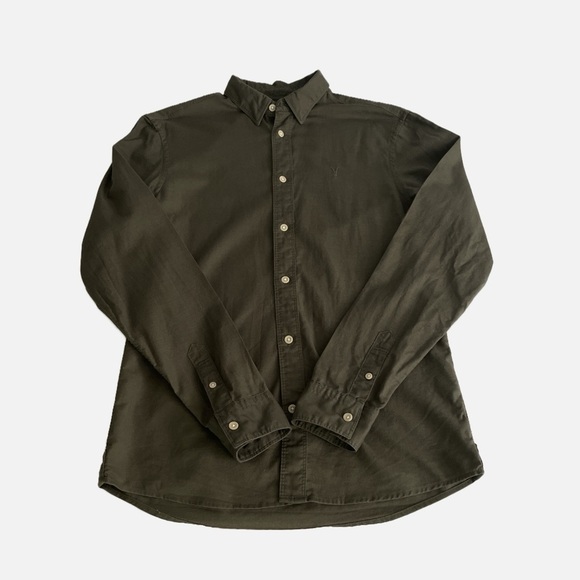 AllSaints Men’s Azur Shirt Button Down Size XS Military Green - Picture 5 of 8